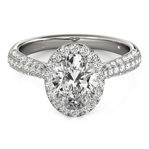Platinum Oval Diamond Halo Engagement Ring 0.5 ctw