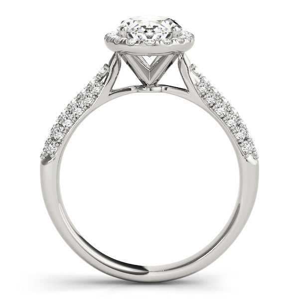 Platinum Oval Diamond Halo Engagement Ring 0.5 ctw
