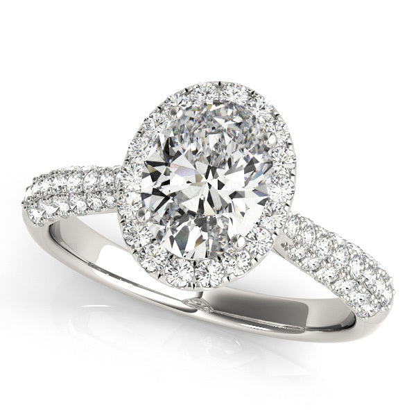 18K White Gold 0.5 CT Diamond Oval Halo Ring