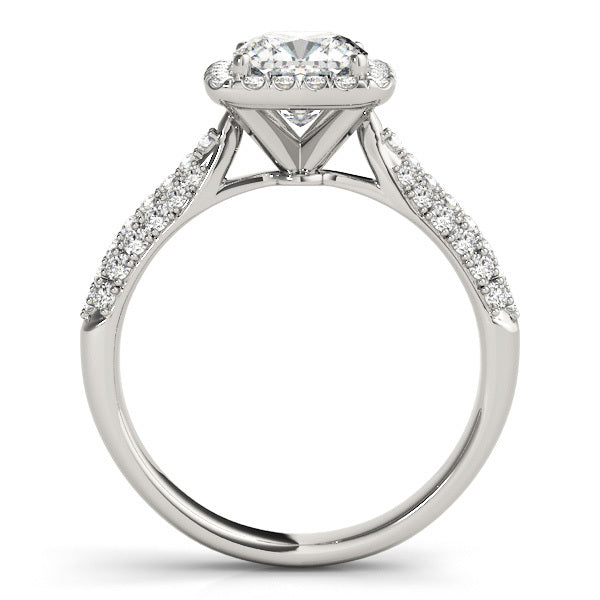 18K White Gold 1.33ctw Cushion Diamond Halo Ring