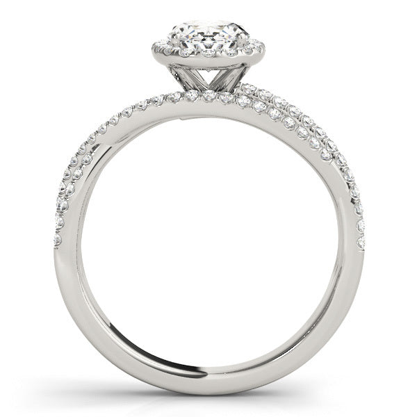 14K White Gold Round Diamond Halo Engagement Ring