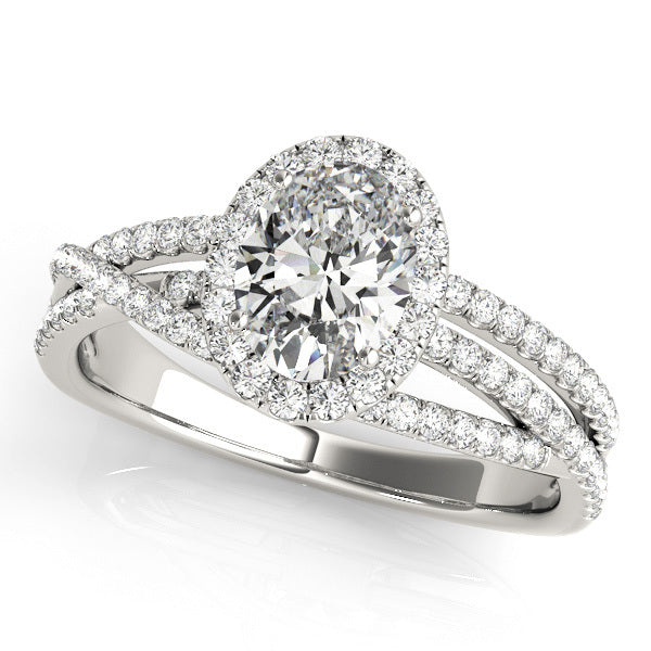 18K White Gold Round Diamond Halo Ring