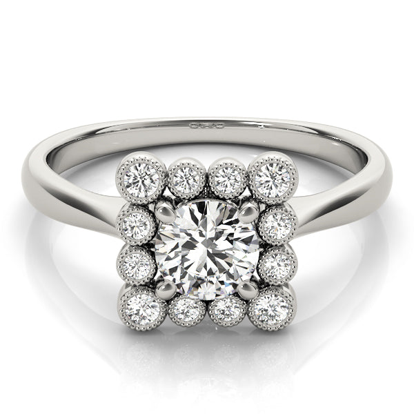 Platinum 1 CT Round Diamond Halo Engagement Ring