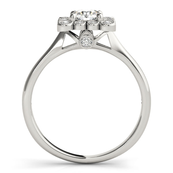 Platinum 1 CT Round Diamond Halo Engagement Ring