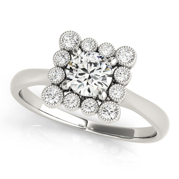 Platinum 1 CT Round Diamond Halo Engagement Ring