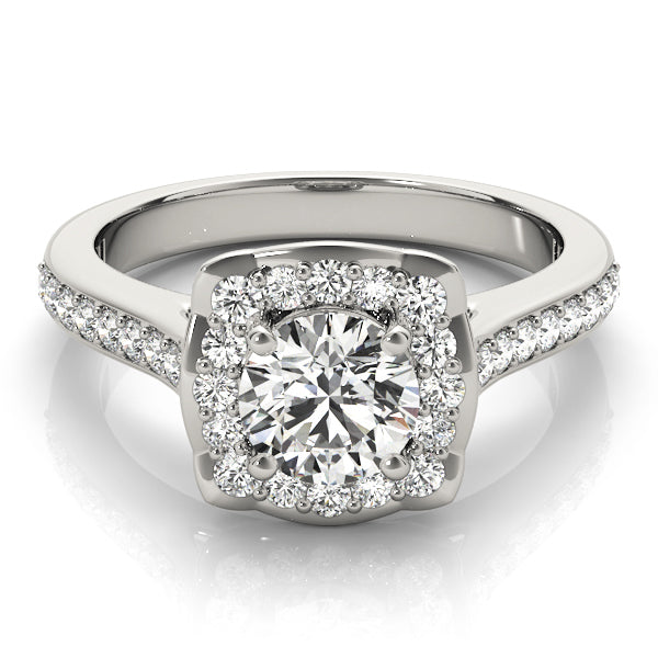 18K White Gold 1.33ctw Diamond Halo Engagement Ring