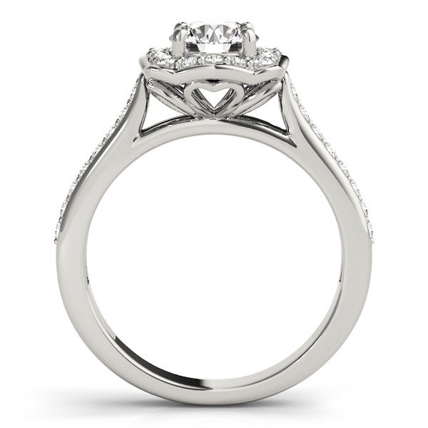 Platinum 1.33ctw Round Diamond Halo Engagement Ring