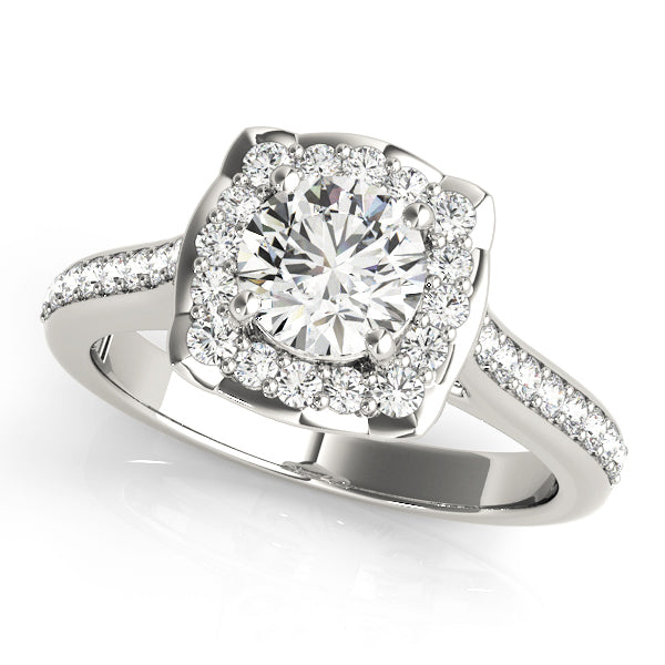 Platinum 1.33ctw Round Diamond Halo Engagement Ring