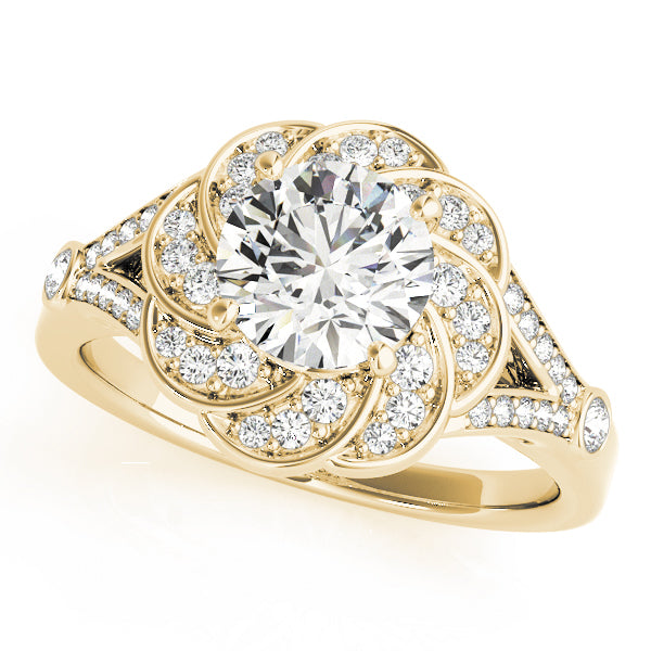 18K Yellow Gold 1.25 ct Diamond Halo Engagement Ring