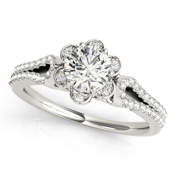 Platinum Round Diamond Halo Engagement Ring 3/4 ctw