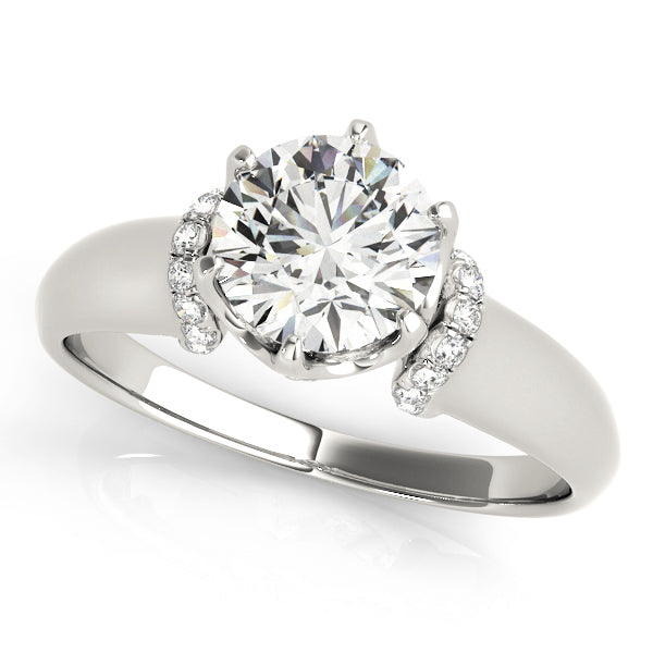 18K White Gold Round Diamond Vintage Ring