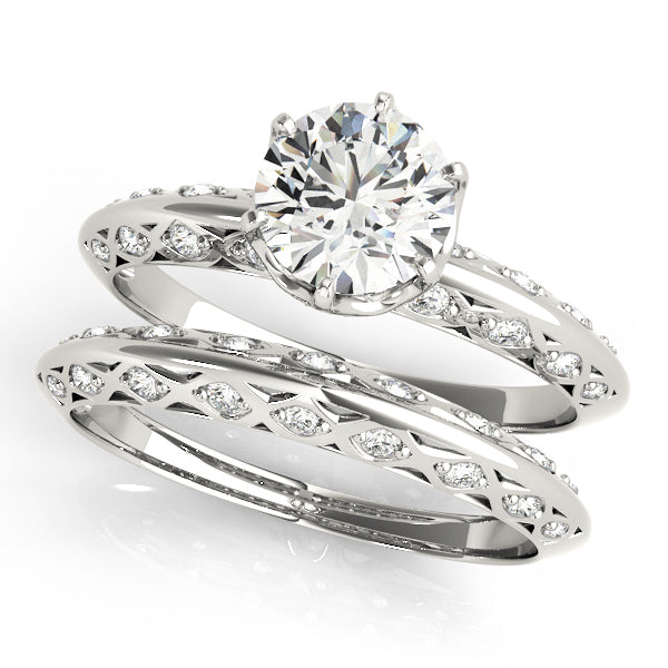 14K White Gold 1 CT Diamond Vintage Engagement Ring
