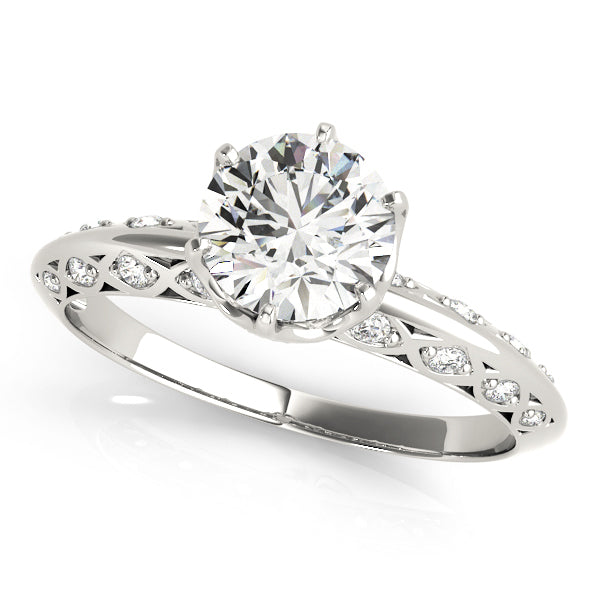 14K White Gold 1 CT Diamond Vintage Engagement Ring