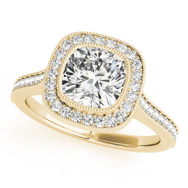 18K Yellow Gold 1CT Diamond Halo Engagement Ring