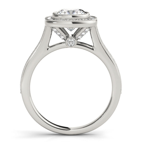 Platinum Cushion Diamond Halo Engagement Ring 1 ctw