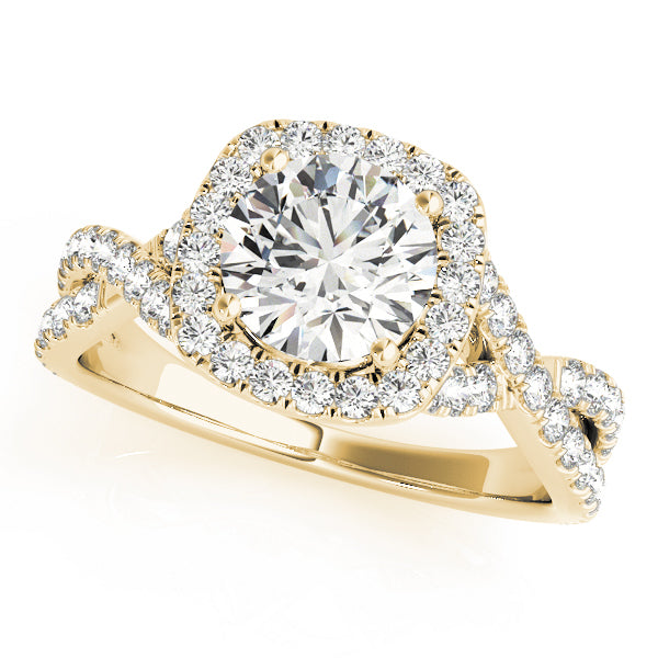 18K Yellow Gold 1.5 ctw Round Diamond Halo Ring
