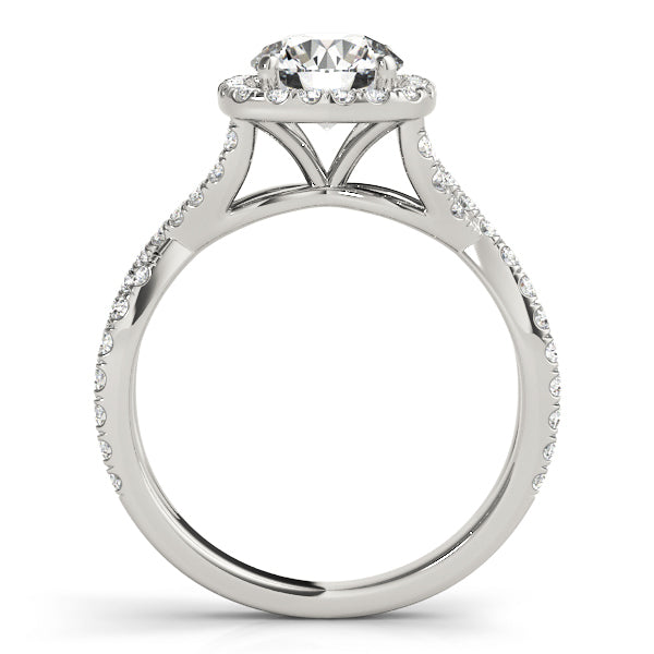 Platinum 1.5 ctw Round Diamond Halo Engagement Ring