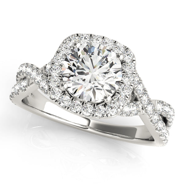 Platinum 1.5 ctw Round Diamond Halo Engagement Ring