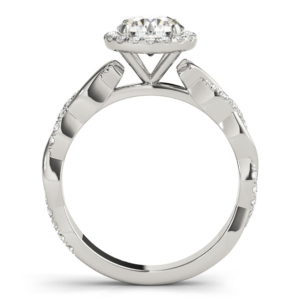 18K White Gold Round Diamond Halo Engagement Ring