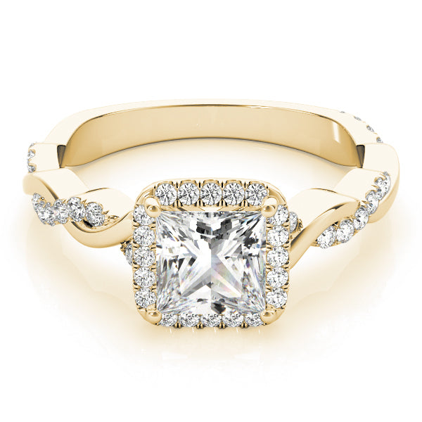 18K Yellow Gold Diamond Halo Engagement Ring 0.5ctw