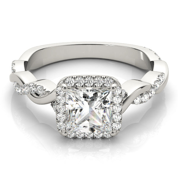 14K White Gold Diamond Halo Engagement Ring
