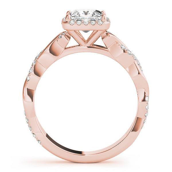 14K Rose Gold Diamond Halo Engagement Ring