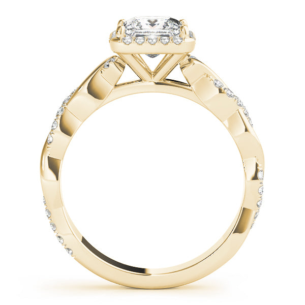 18K Yellow Gold Diamond Halo Engagement Ring 0.5ctw