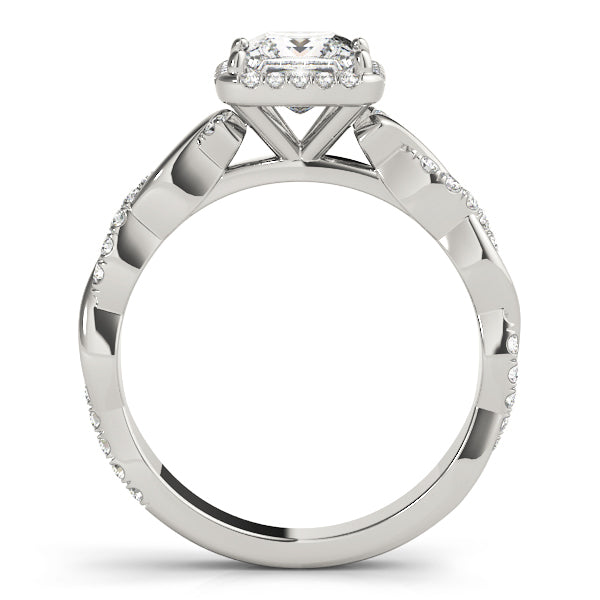 14K White Gold Diamond Halo Engagement Ring