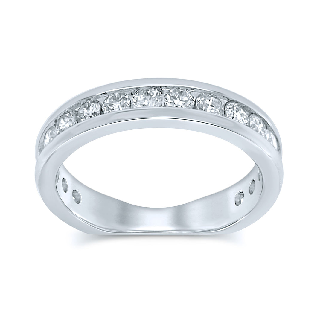 14k White Gold Lab Diamond Channel Band (18 Stones)