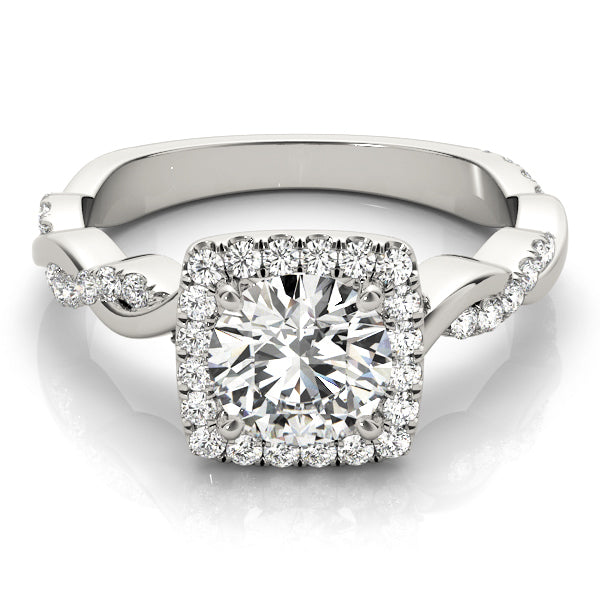 14K White Gold 1.33ctw Diamond Halo Engagement Ring