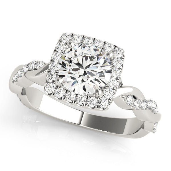 14K White Gold 1.33ctw Diamond Halo Engagement Ring
