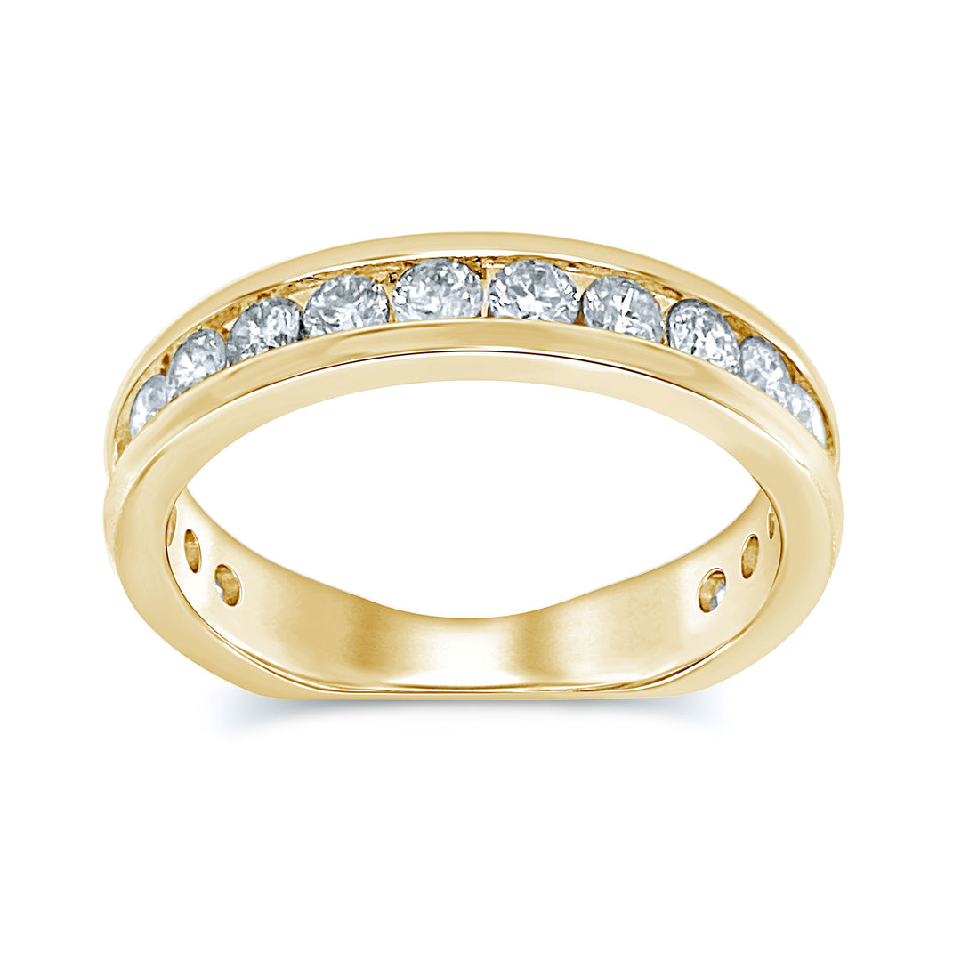 14K Yellow Gold Lab Diamond Channel Wedding Band (1CT)