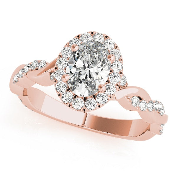 18K Rose Gold 1/2 ct tw Halo Diamond Engagement Ring