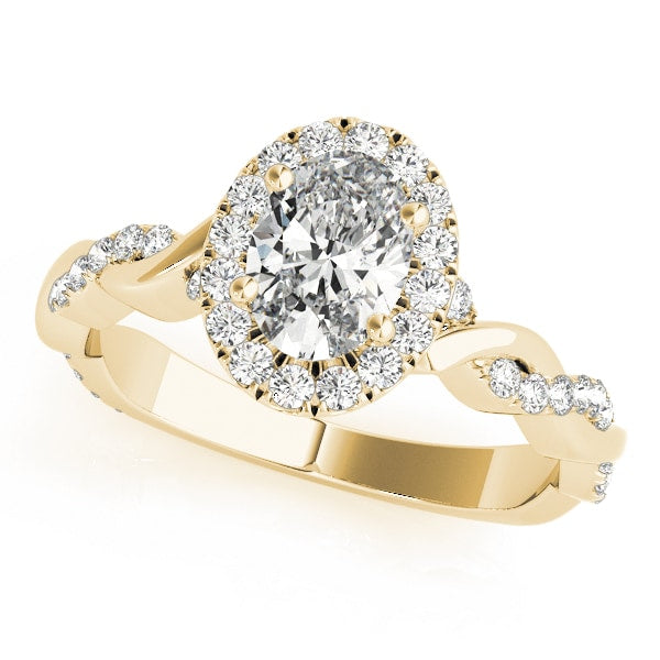 18K Yellow Gold 1/2 ct tw Halo Diamond Engagement Ring
