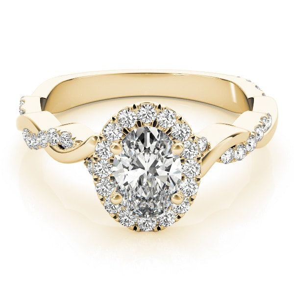 14K Yellow Gold 1/2 ct tw Halo Diamond Engagement Ring