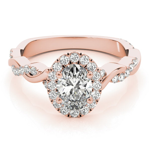 18K Rose Gold 1/2 ct tw Halo Diamond Engagement Ring