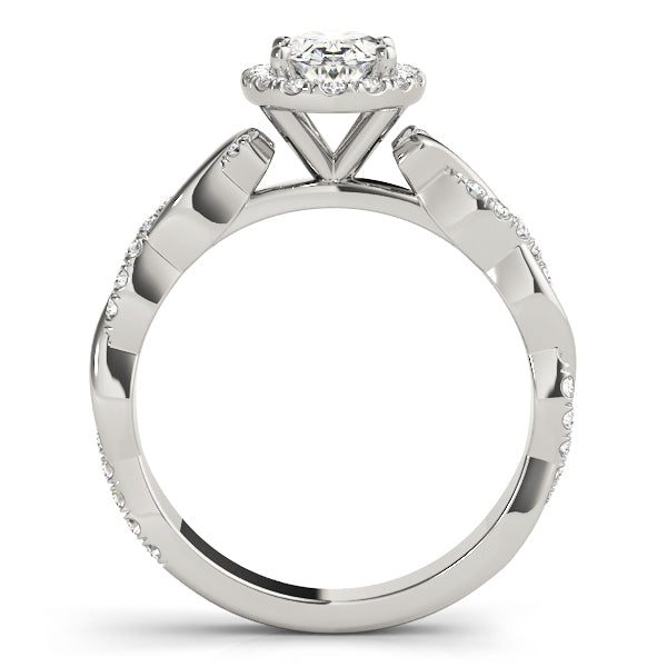 Platinum Oval Diamond Halo Engagement Ring 0.5ctw