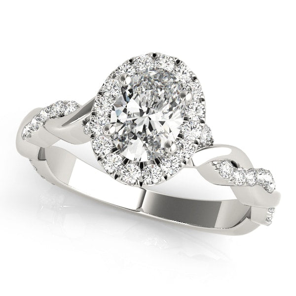 18K White Gold 1/2 ct tw Halo Diamond Engagement Ring