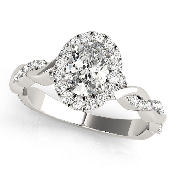 Platinum Oval Diamond Halo Engagement Ring 0.5ctw