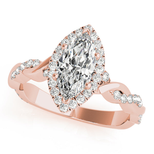 18K Rose Gold 1 CT Marquise Diamond Halo Ring
