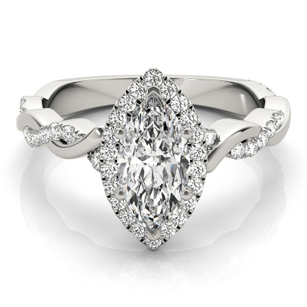 14K White Gold 1.33ctw Marquise Diamond Engagement Ring