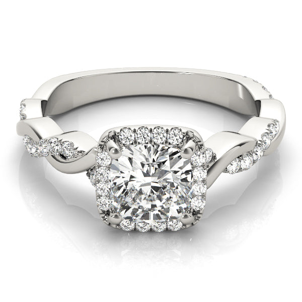 14K White Gold 1.33ctw Cushion Diamond Halo Ring