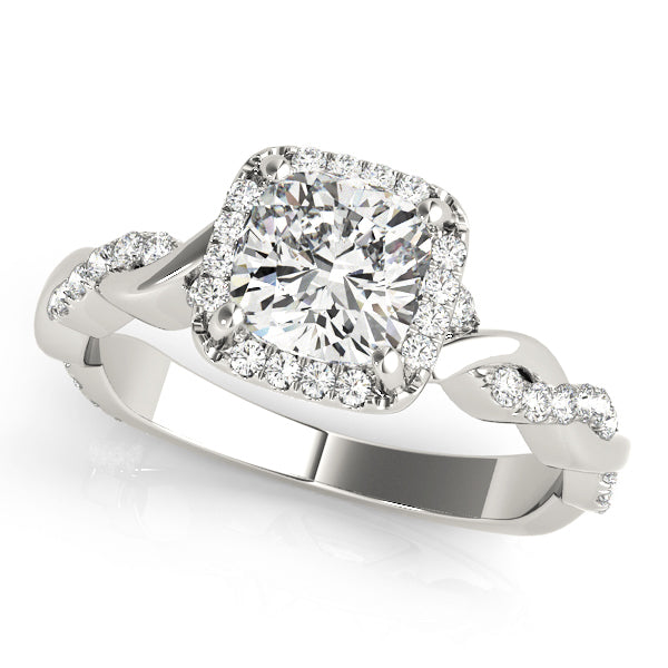 14K White Gold 1.33ctw Cushion Diamond Halo Ring