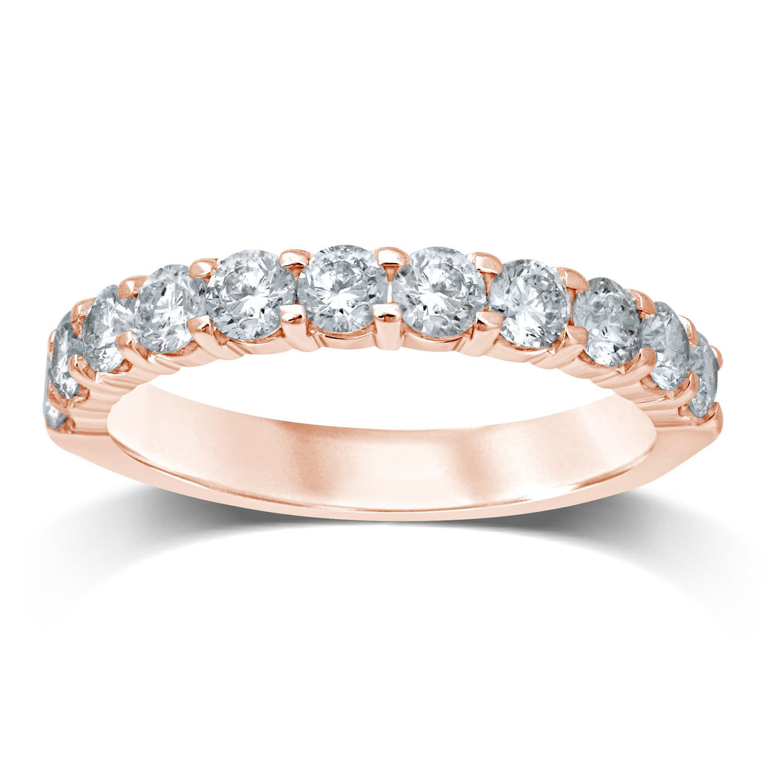 Romantic 14k Rose Gold 0.35CT Diamond Ladies Band with 11 Stones