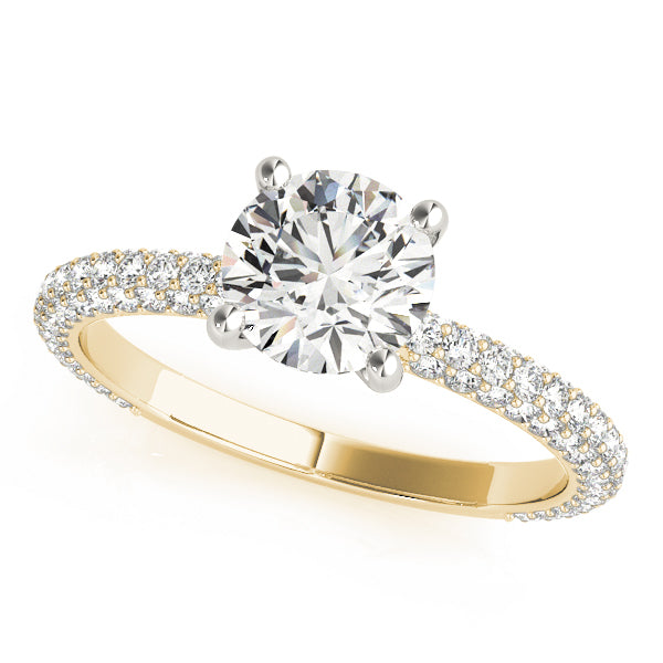 14K Yellow Gold 1 CT Pave Diamond Engagement Ring