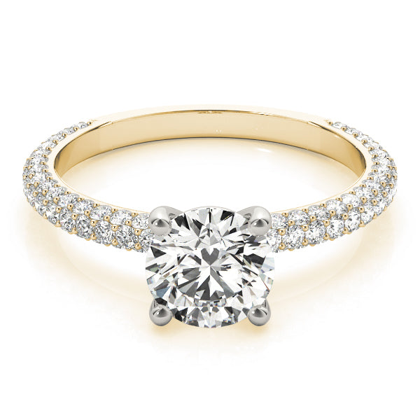 14K Yellow Gold 1 CT Pave Diamond Engagement Ring