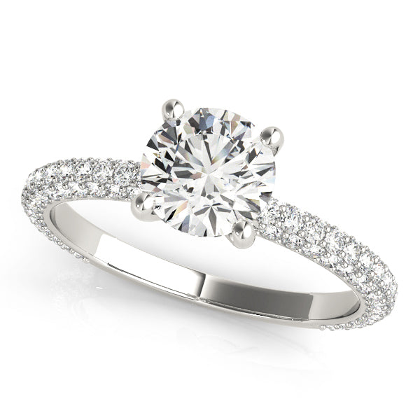 Platinum 1.5 CT TW PavÃ© Diamond Engagement Ring
