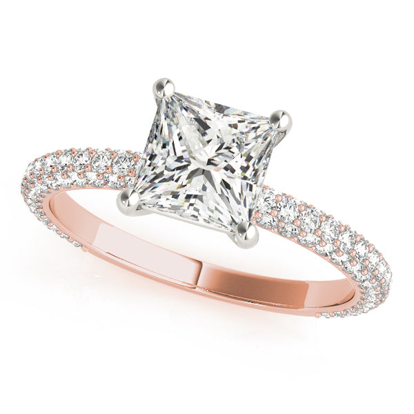 14K Rose Gold Diamond Pave Engagement Ring