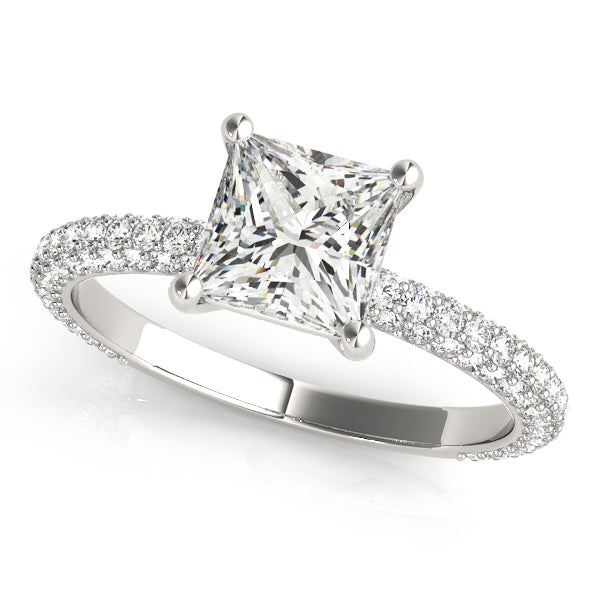 14K White Gold 1 CT PavÃ© Diamond Engagement Ring