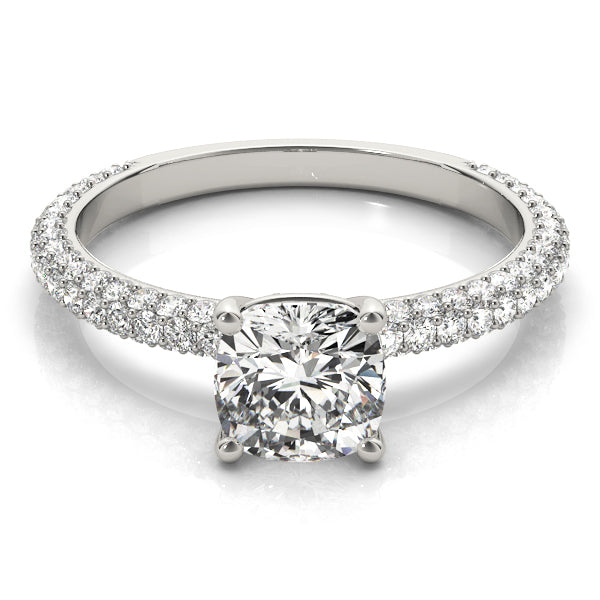 18K White Gold 1 ct Diamond Cushion Engagement Ring